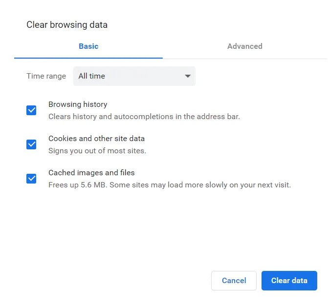 clear browsing data on google chrome
