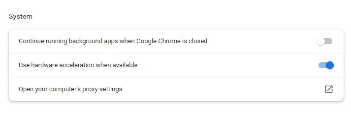 hardware acceleration in Google Chrome