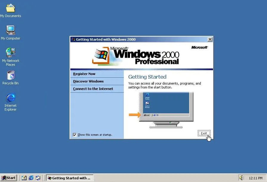 Windows 2000 professional desktop