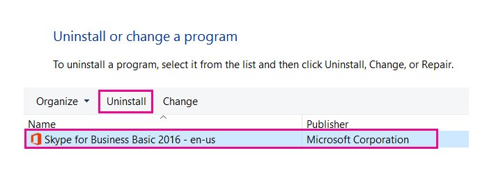 uninstall skype from Windows